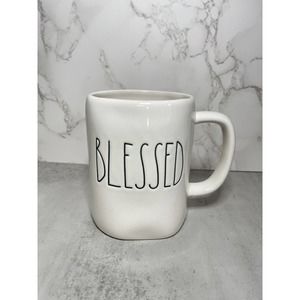 Rae Dunn Magenta BLESSED White Coffee Mug Artisan Collection 192 Tea Cup